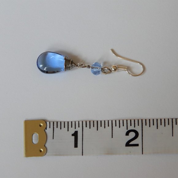 Sterling Silver Crystal Water Drop Earrings - Picture 3 of 4